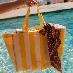 Beach Bag Tote, Yellow Cabana Stripe | FUNBOY Discount