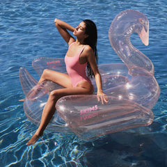 SKIMS x FUNBOY Cherry Blossom Clear Swan Pool Float | FUNBOY
