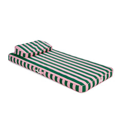 Fabric Covered Flat Lounger Pool Float - Pink & Green | FUNBOY Online
