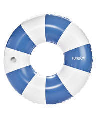 Large Pool Tube Float: Denim Blue Orange & White Stripes, 46" | FUNBOY