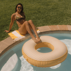 Fabric Covered Tube Float - Yellow Cabana Stripe | FUNBOY Sale