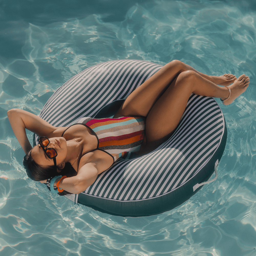 Fabric Covered Tube Float - Green Stripe | FUNBOY Online