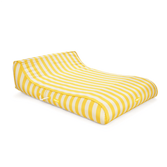 XL Fabric Covered Pool Float Sunbed Lounger - Yellow Cabana Stripes | FUNBOY Outlet
