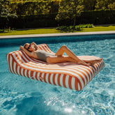 XL Fabric Covered Pool Float Sunbed Lounger - Orange Cabana Stripes | FUNBOY