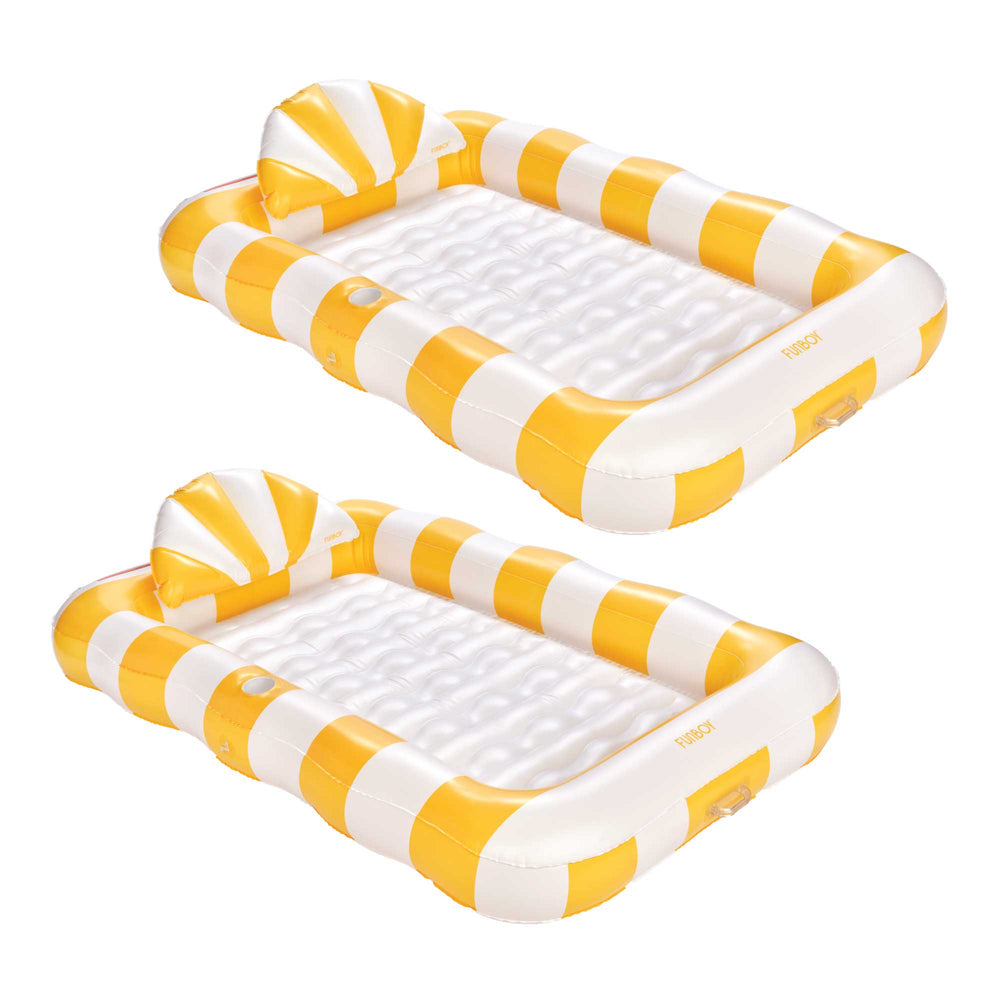 Tanning Pool Lounger, Yellow Cabana Stripes - 2 Pack | FUNBOY Discount