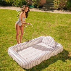 Tanning Pool Lounger: White & Navy Stripes | FUNBOY Outlet