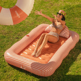 Tanning Pool Lounger: Orange White Stripes | FUNBOY