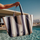 Beach Bag Tote, Navy Cabana Stripe | FUNBOY Online