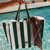 Beach Bag Tote, Green Cabana Stripe | FUNBOY For Sale
