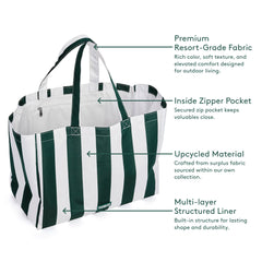Beach Bag Tote, Green Cabana Stripe | FUNBOY For Sale