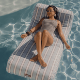 Fabric Covered Pool Float - Blue, White & red Cabana Sunbed Lounger | FUNBOY Online