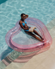 Floating Pool Hammock: Heart-Shaped, Clear Pink | FUNBOY US