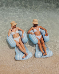 Blue & White Stripe Coastal Mesh Chair Pool Float | FUNBOY Online