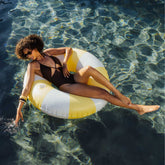 Large Pool Tube Float: Butter Yellow and Blue Stripes, 48" | FUNBOY Outlet