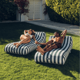 Fabric Covered Sunbed Lounger Pool Float. Green Striped 2 Pack | FUNBOY Online