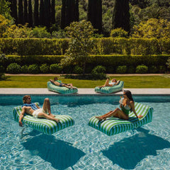 Fabric Sunbed Lounger 2-Pack, Green & Blue Striped | FUNBOY Discount