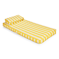 Fabric Classic Mat Lounger Pool Float - Yellow Cabana Stripe | FUNBOY Near Me