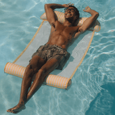 Premium Fabric Pool Hammock -Yellow Cabana Stripe | FUNBOY For Sale