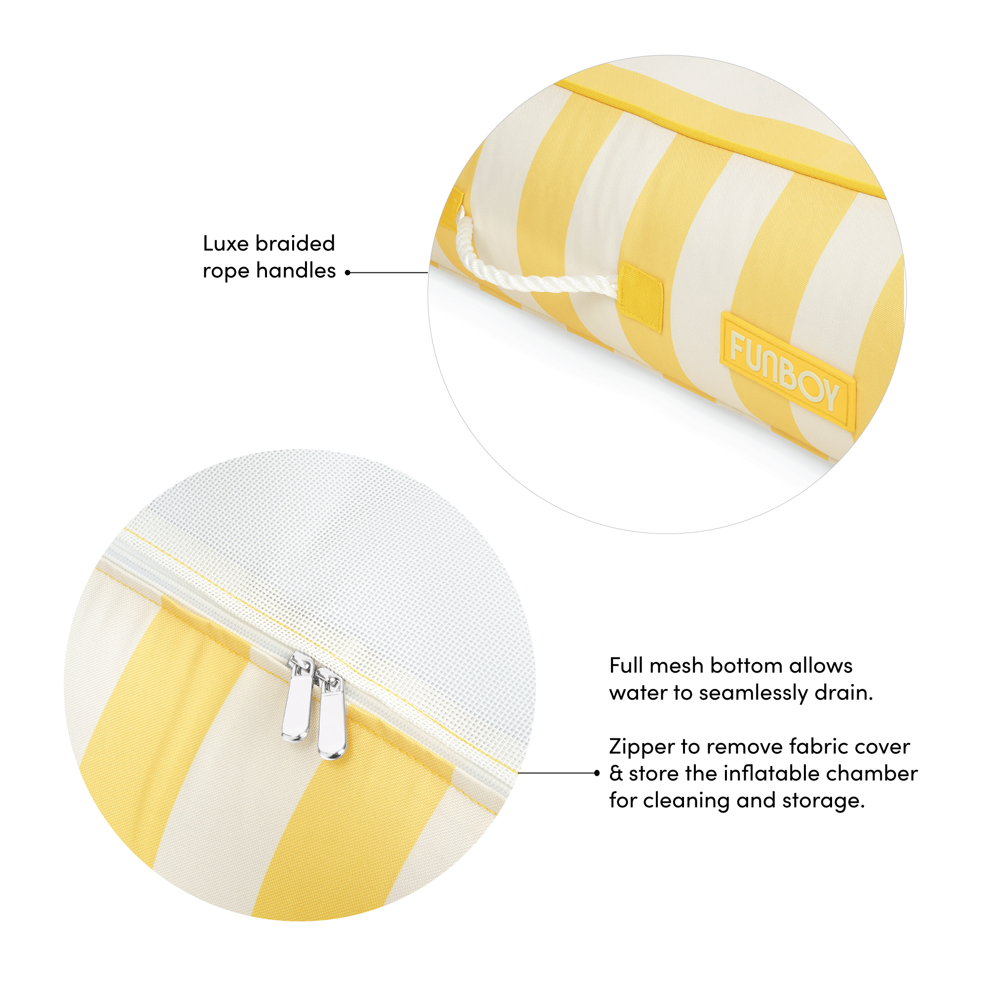 Fabric Covered Pool Float - Yellow Sunbed Lounger | FUNBOY Sale