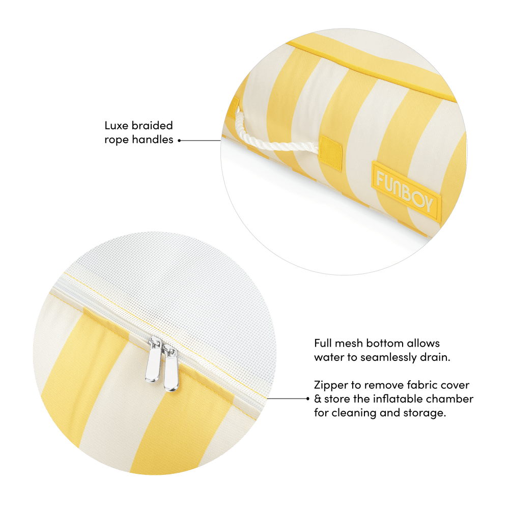 Fabric Covered Pool Float - Yellow Sunbed Lounger | FUNBOY Sale