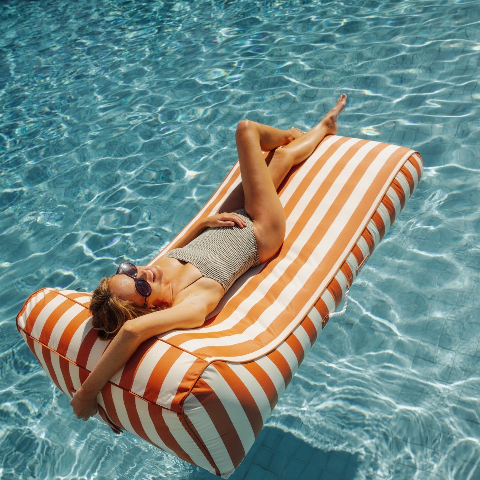 Fabric Covered Pool Float - Orange Sunbed Lounger | FUNBOY Online