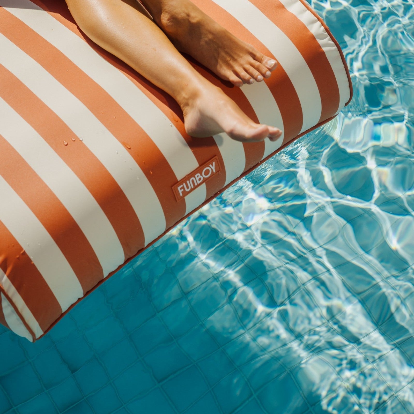 Fabric Covered Pool Float - Orange Sunbed Lounger | FUNBOY Online
