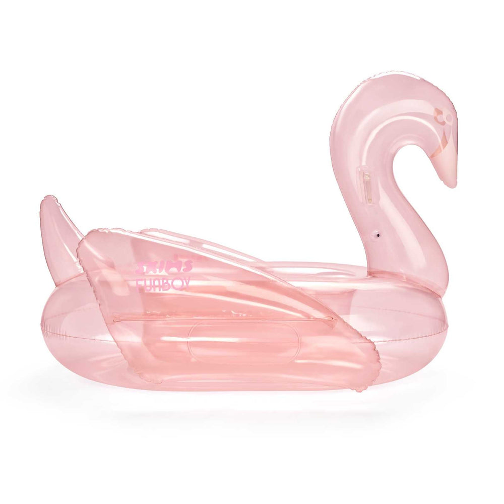 SKIMS x FUNBOY Cherry Blossom Clear Swan Pool Float | FUNBOY