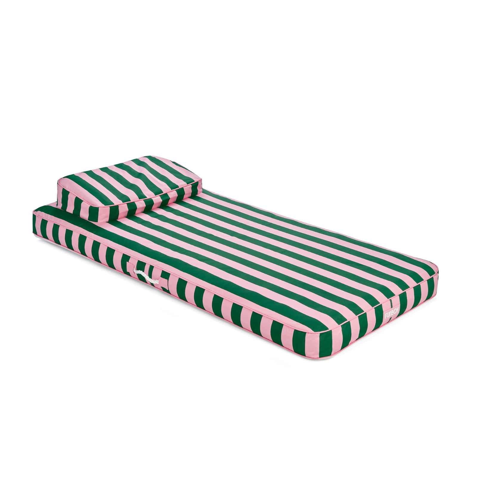 Fabric Covered Flat Lounger Pool Float - Pink & Green | FUNBOY Online