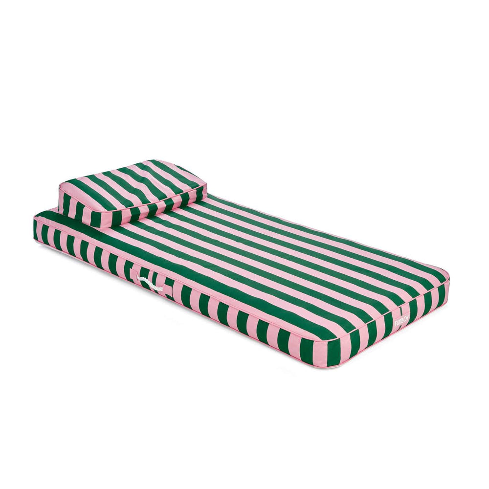 Fabric Covered Flat Lounger Pool Float - Pink & Green | FUNBOY Online