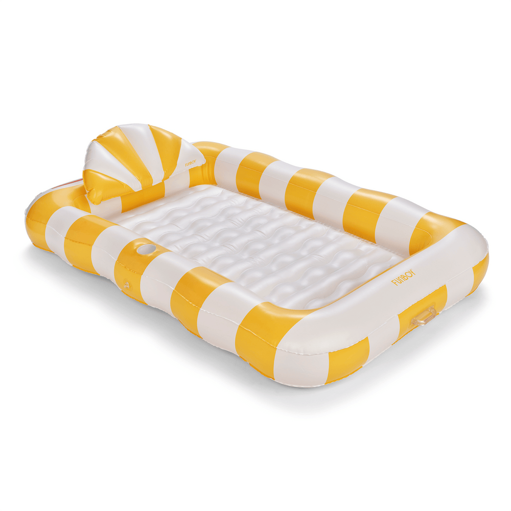 Tanning Pool Lounger: Yellow & White Stripes | FUNBOY For Sale