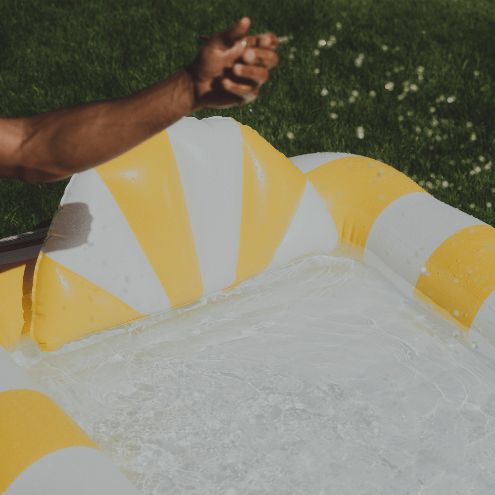 Tanning Pool Lounger: Yellow & White Stripes | FUNBOY For Sale