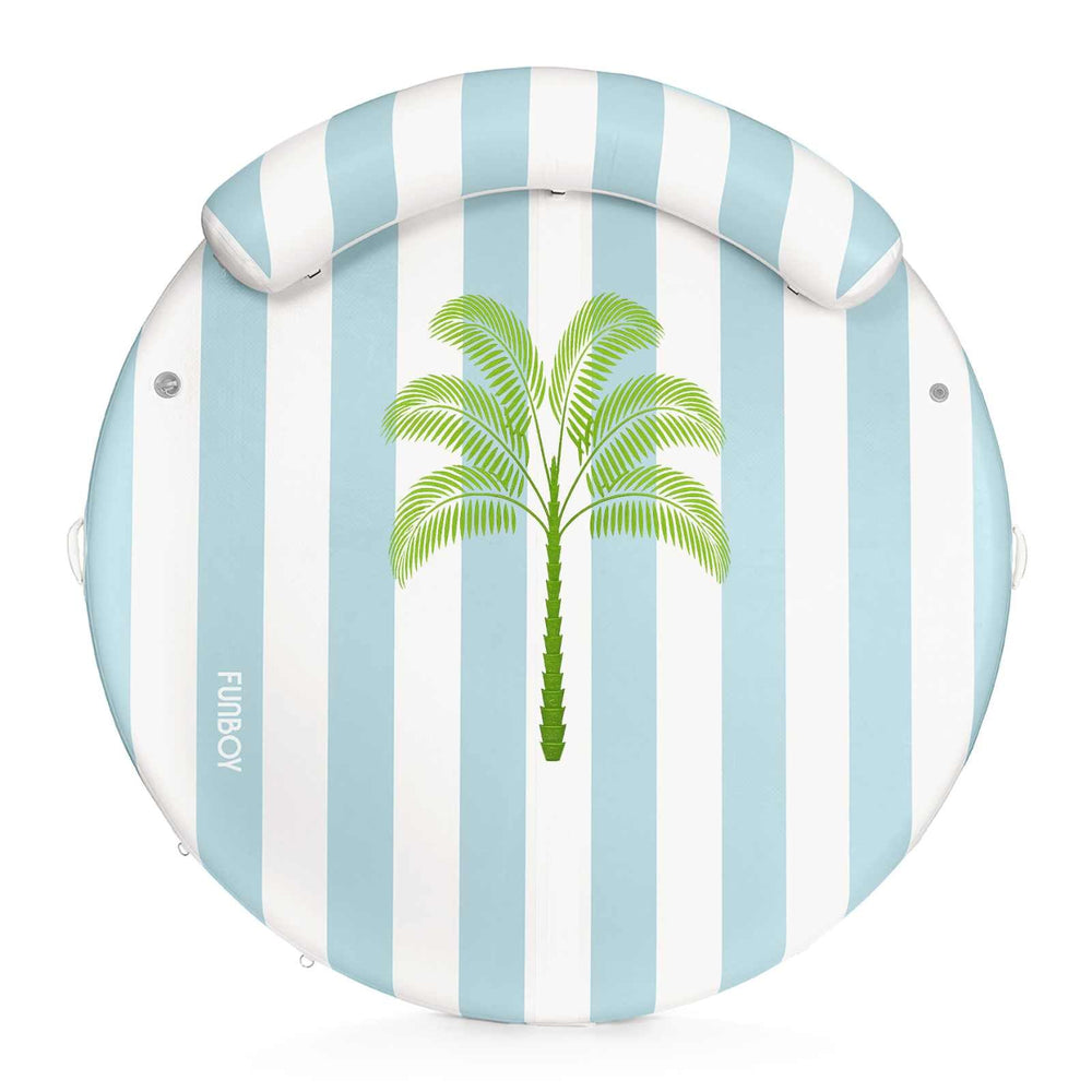 Inflatable Floating Dock: White, Blue Stripes Palm | FUNBOY Discount