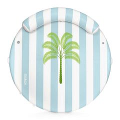 Inflatable Floating Dock: White, Blue Stripes Palm | FUNBOY Discount
