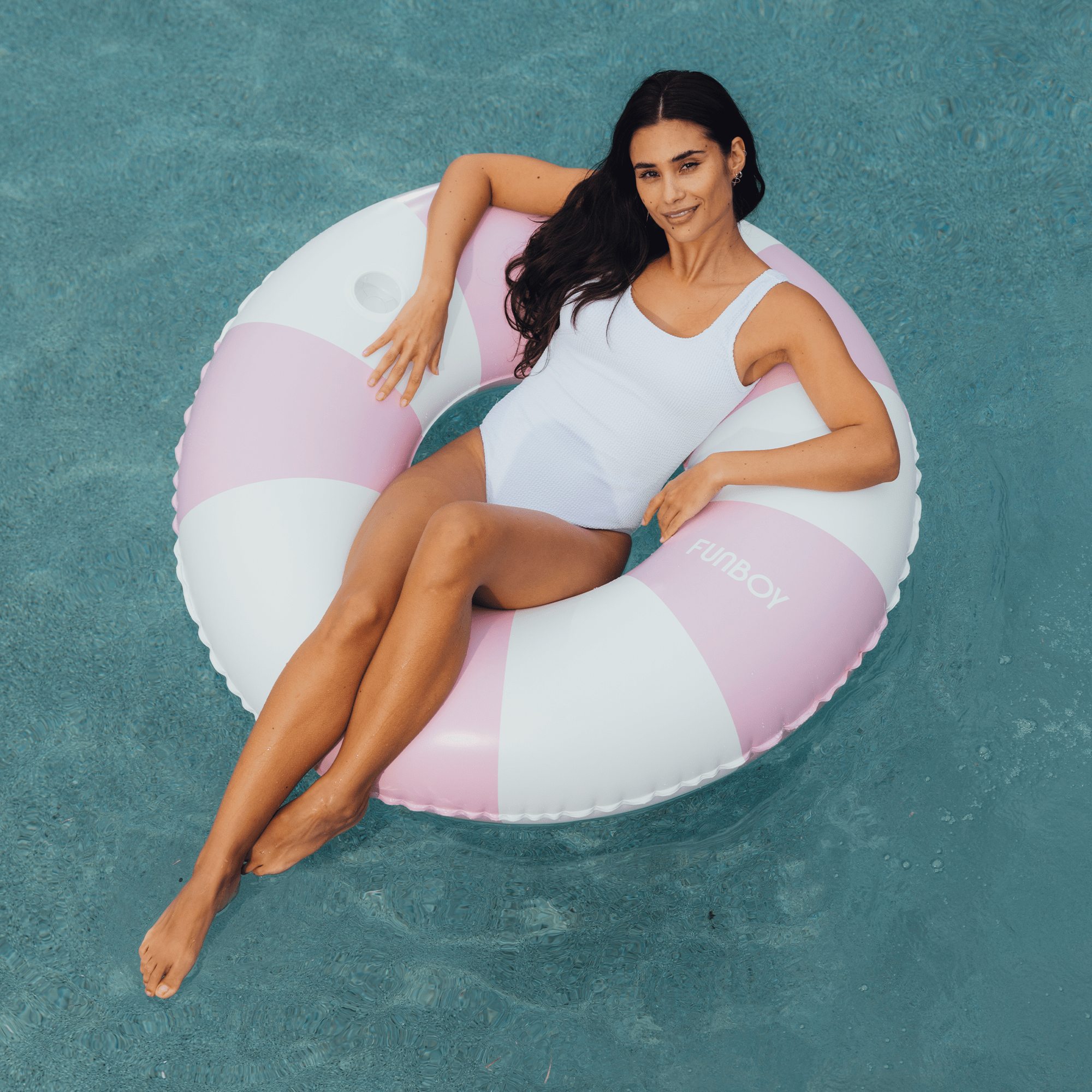 Giant Vintage Purple Stripe Inflatable Pool Float w/ Cup Holder 48" | FUNBOY Outlet