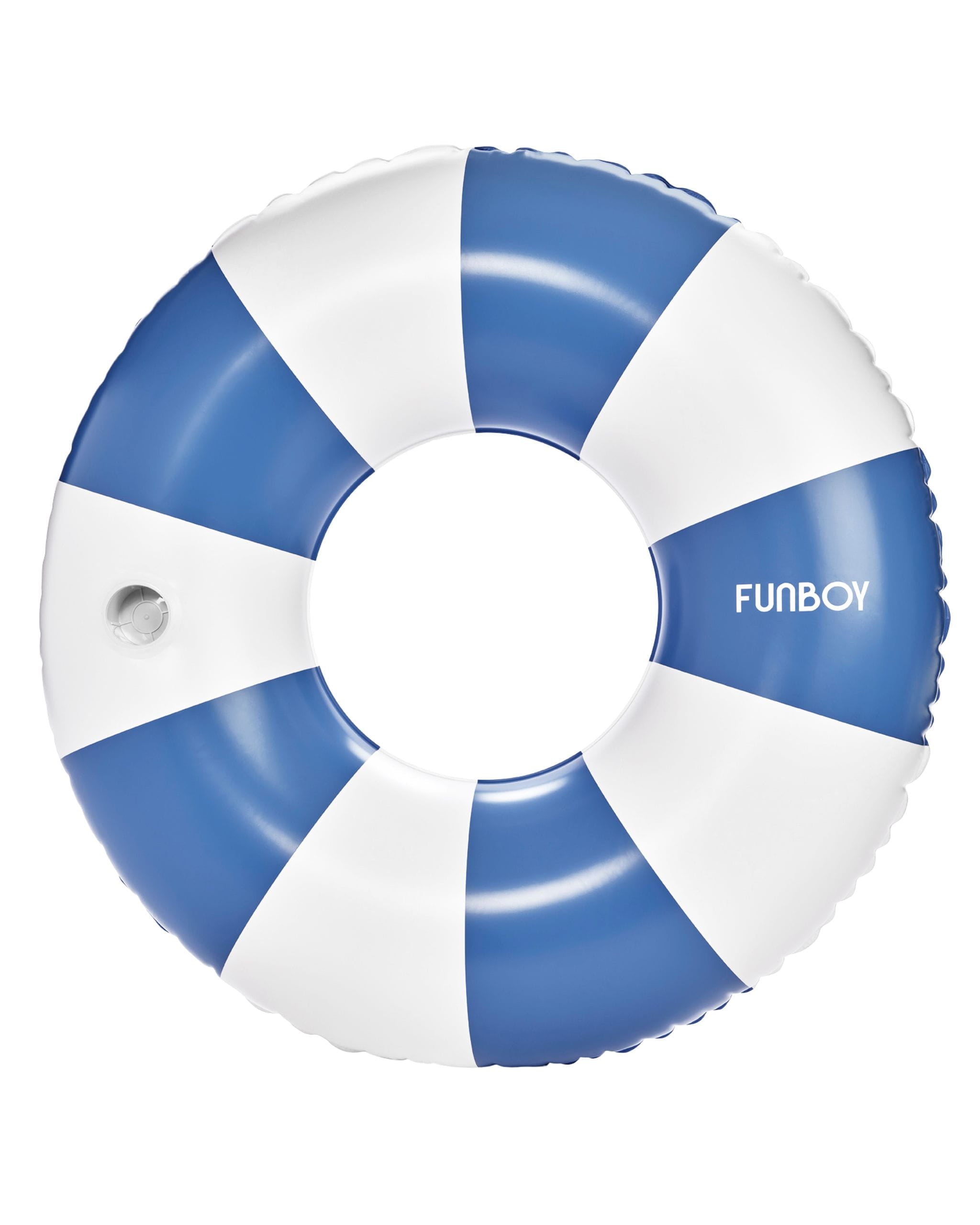 Large Pool Tube Float: Denim Blue Orange & White Stripes, 46" | FUNBOY