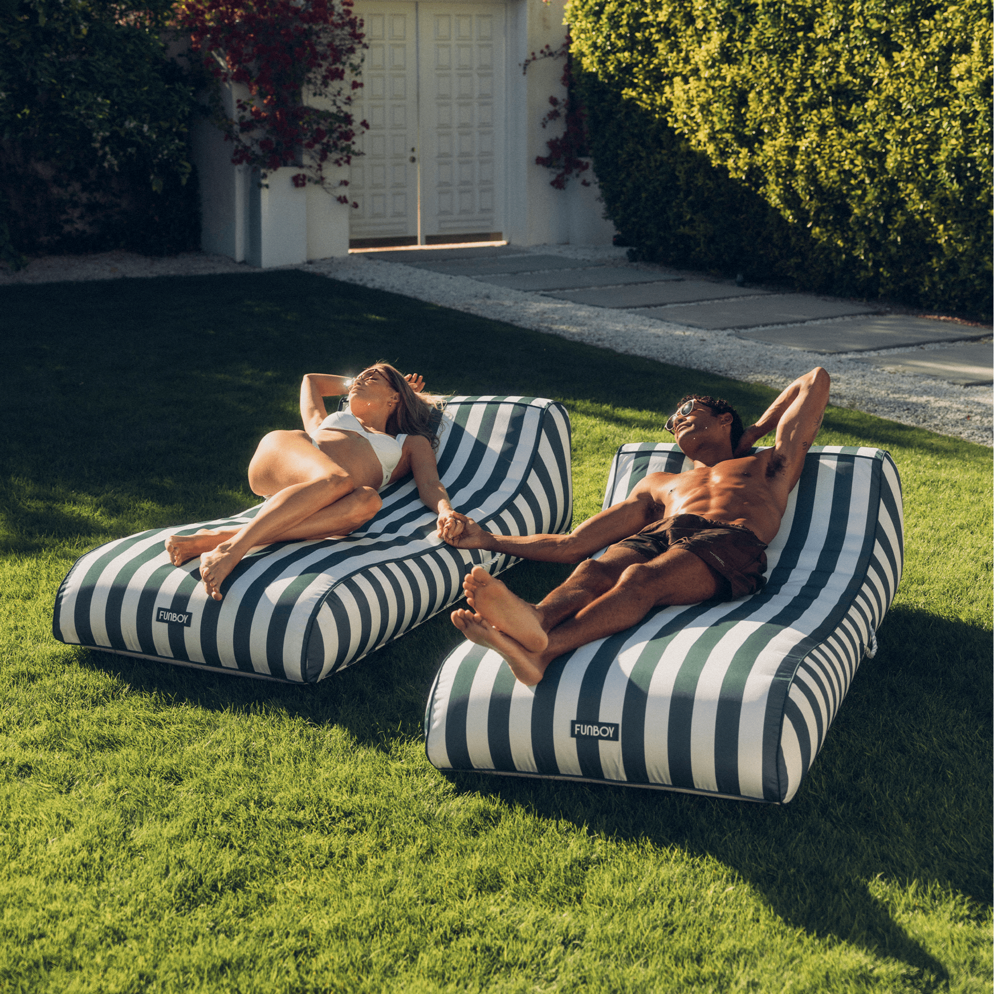 Fabric Covered Pool Float - Green Cabana Sunbed Lounger | FUNBOY Near Me