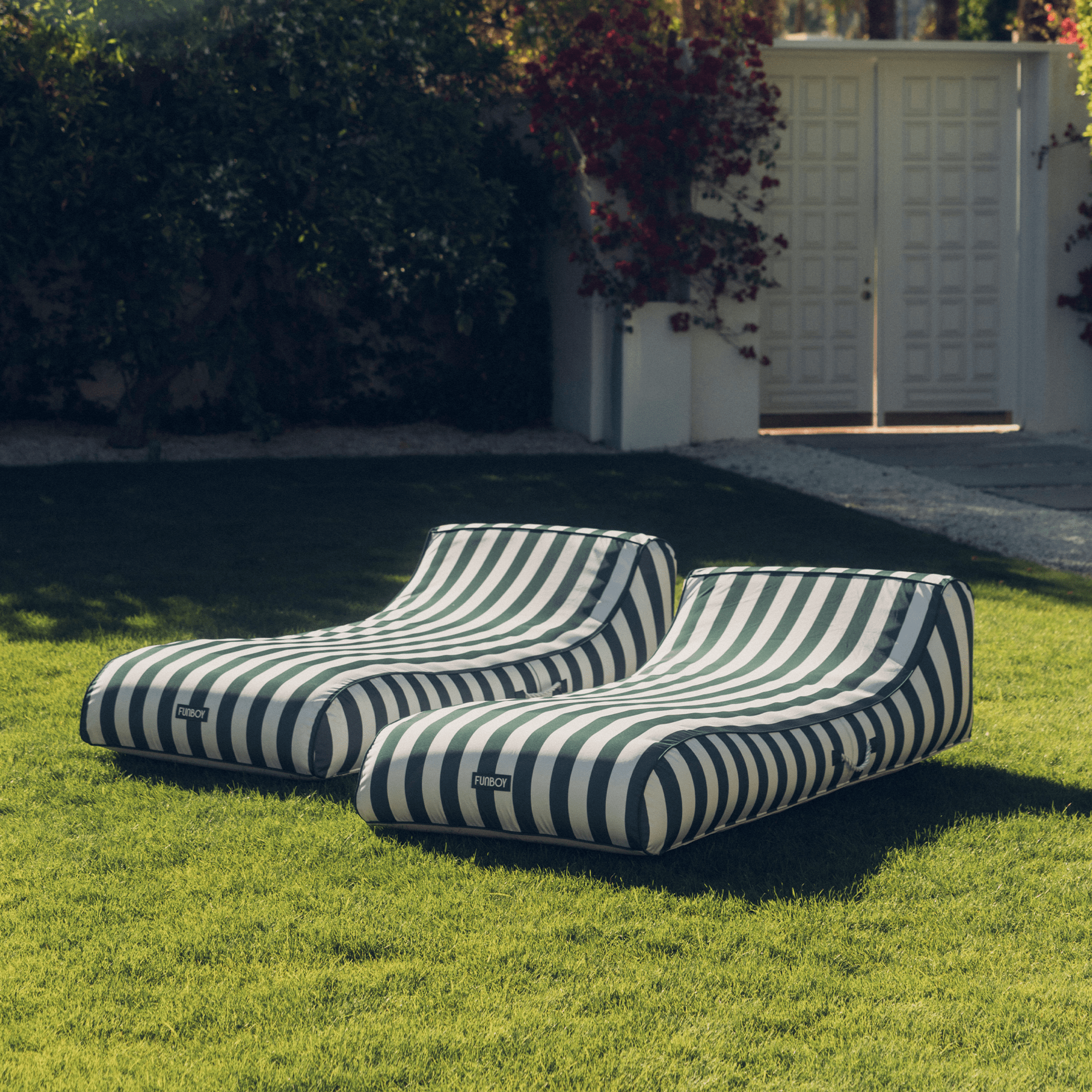 Fabric Covered Pool Float - Green Cabana Sunbed Lounger | FUNBOY Near Me