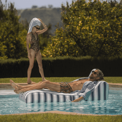 Fabric Covered Pool Float - Navy Stripe Sunbed Lounger | FUNBOY Sale
