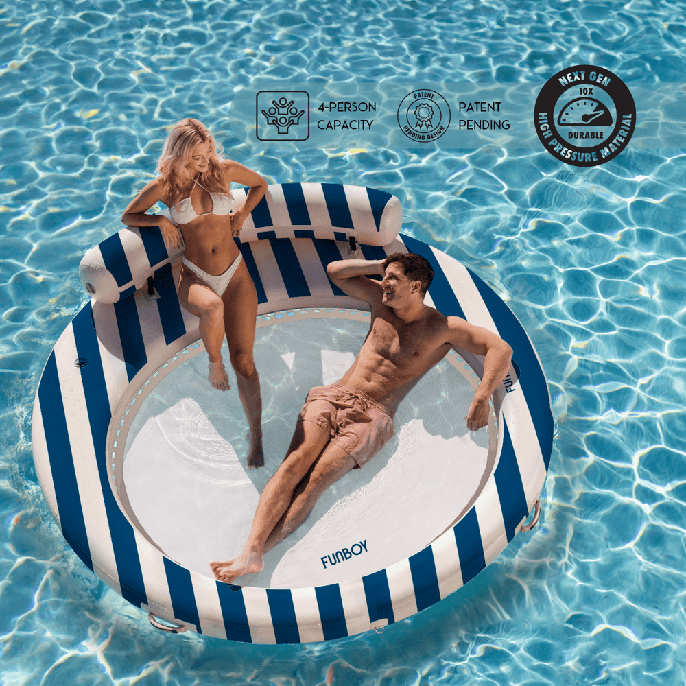 Inflatable Floating Dock: Navy Blue with Backrest | FUNBOY Discount