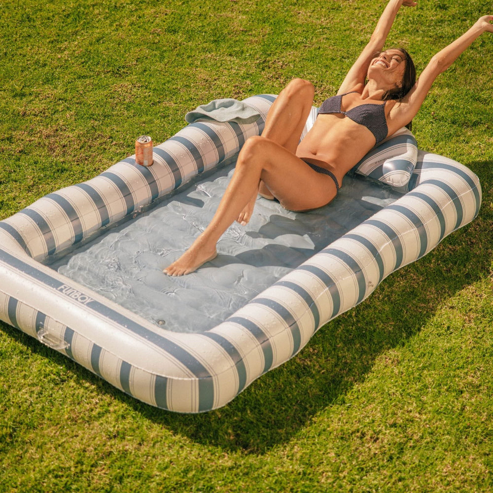 Tanning Pool Lounger: Blue & White Stripes | FUNBOY Outlet