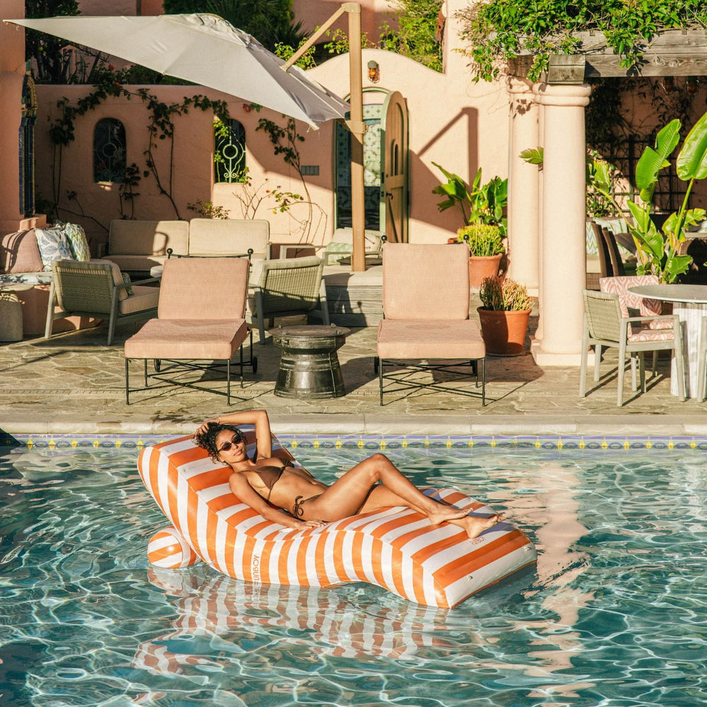 Orange Striped Chaise Lounger Pool Float | FUNBOY Discount