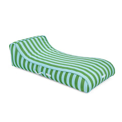 Fabric Covered Pool Float - Green & Blue Striped Sunbed Lounger | FUNBOY US