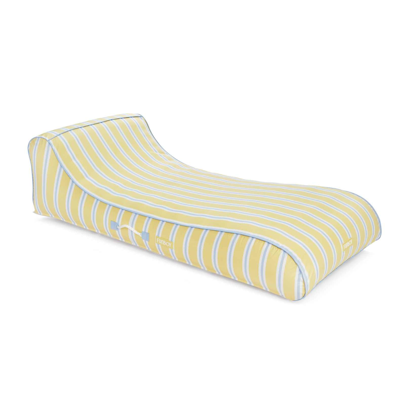 Fabric Covered Pool Float - Yellow, Blue & White Striped Sunbed Lounger | FUNBOY Near Me