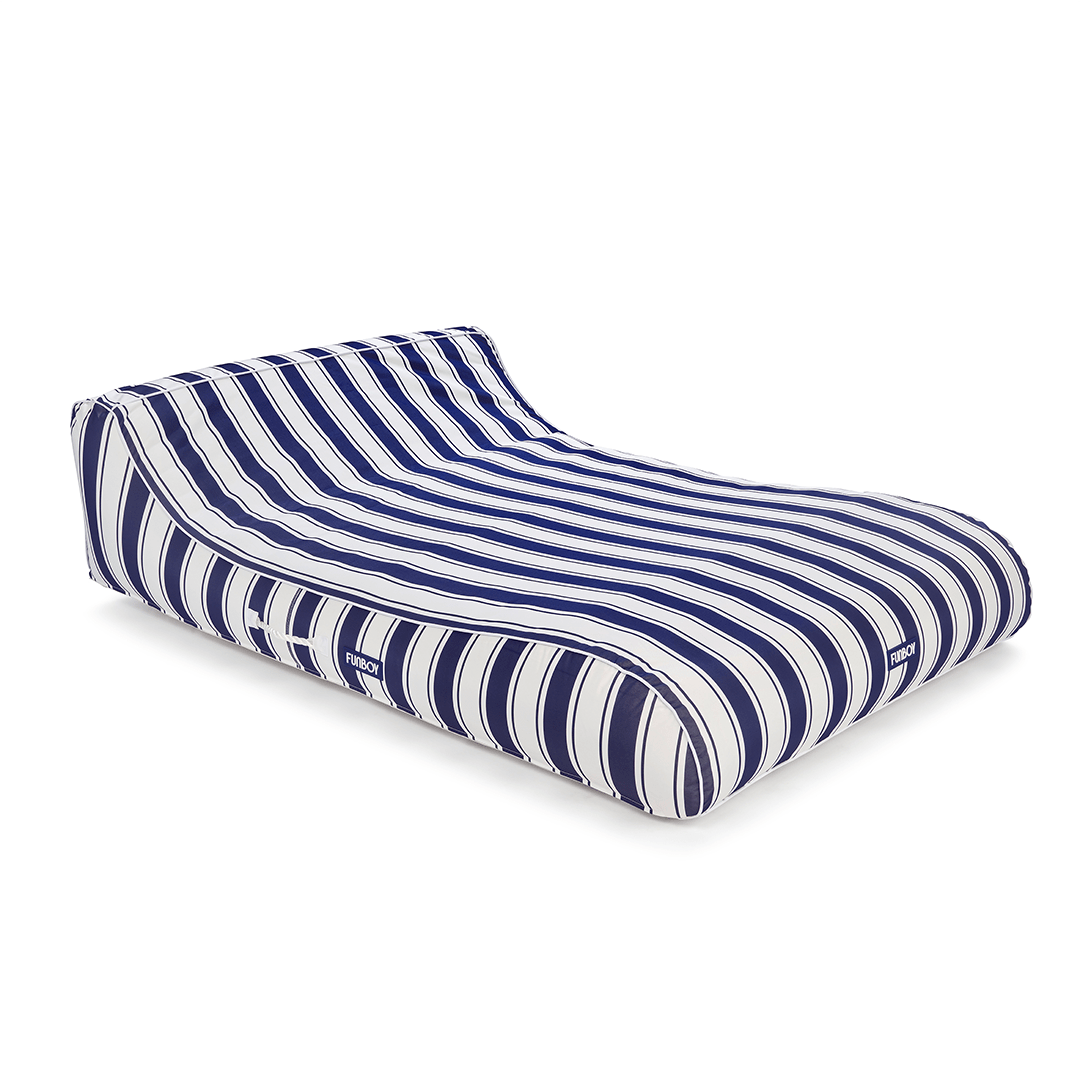XL Fabric Covered Pool Float Sunbed Lounger - Navy Stripe | FUNBOY US