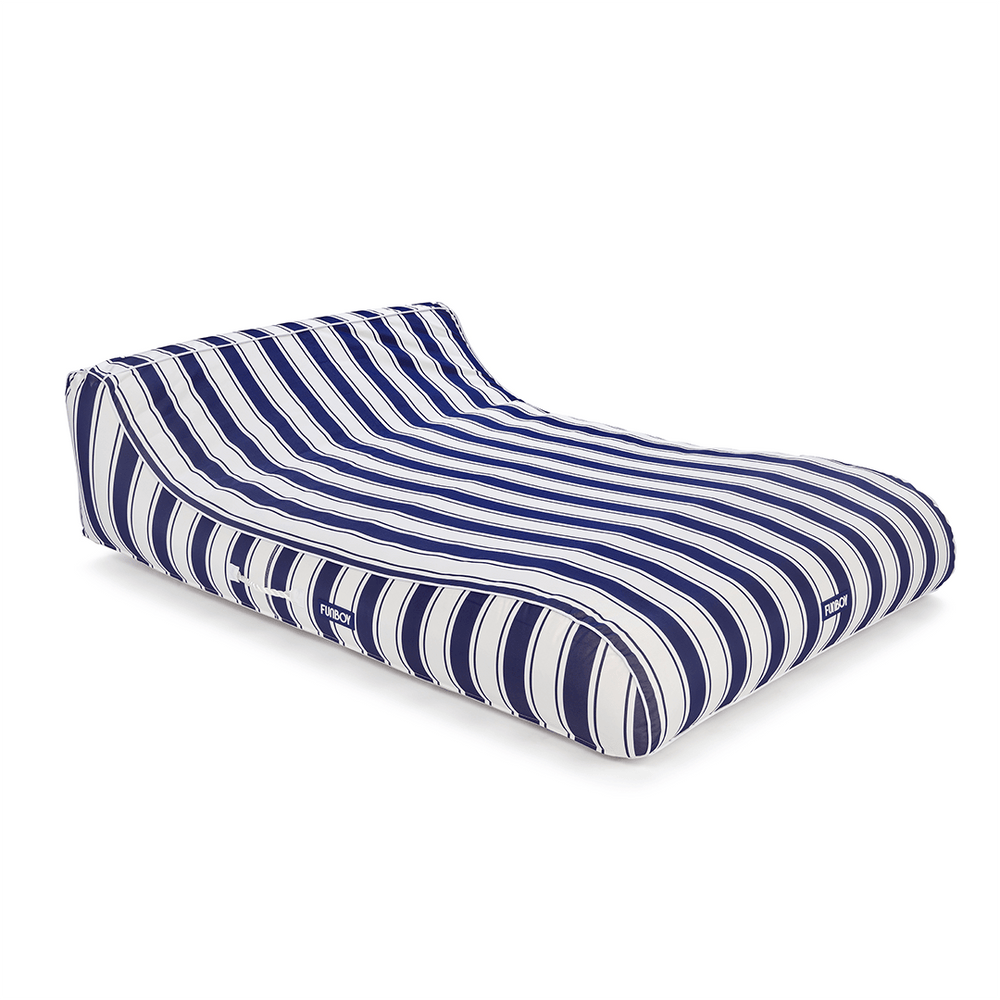 XL Fabric Covered Pool Float Sunbed Lounger - Navy Stripe | FUNBOY US