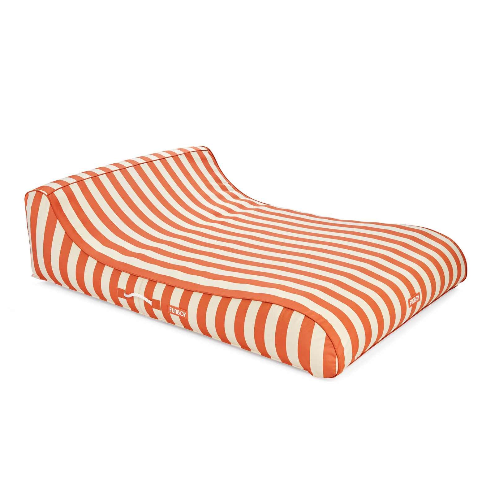 XL Fabric Covered Pool Float Sunbed Lounger - Orange Cabana Stripes | FUNBOY
