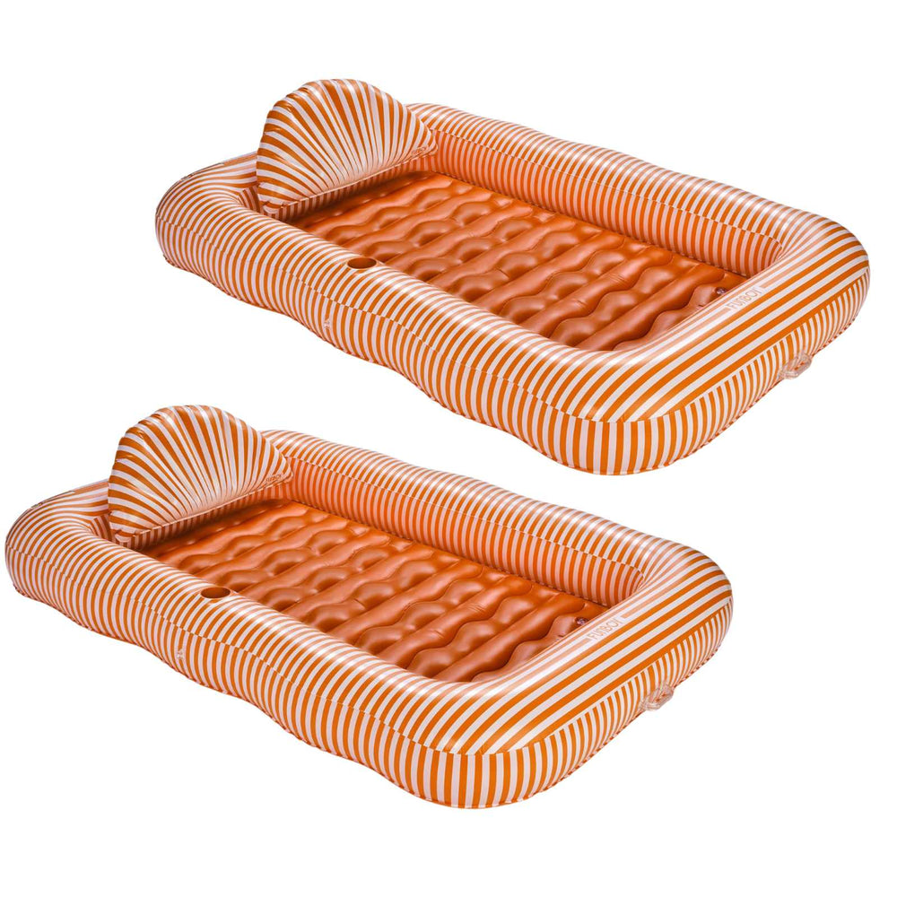 Tanning Pool Lounger - 2 Pack, Orange and White Striped | FUNBOY Sale