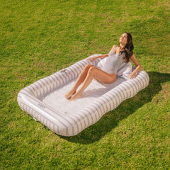 Tanning Pool Lounger: White & Navy Stripes | FUNBOY Outlet