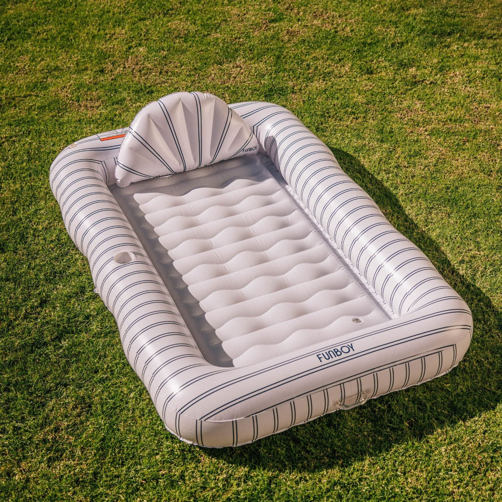 Tanning Pool Lounger: White & Navy Stripes | FUNBOY Outlet