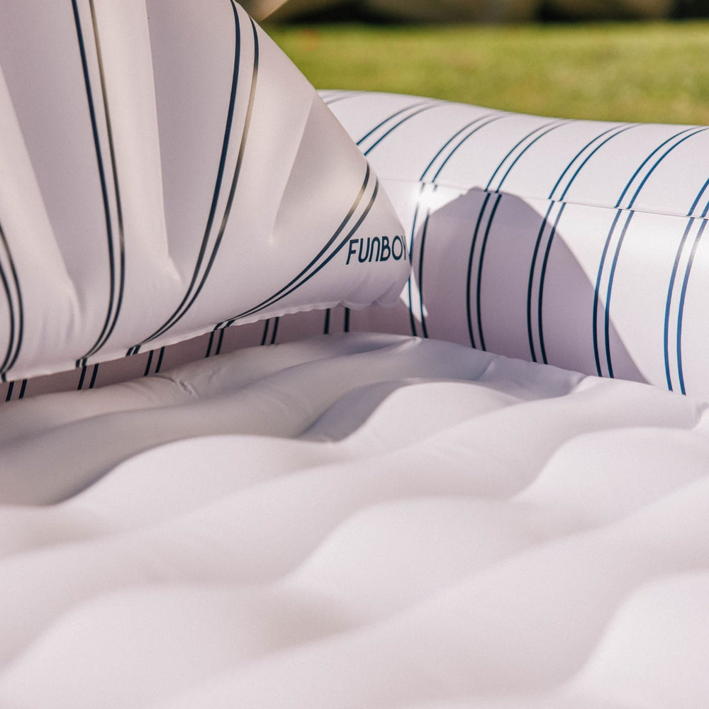 Tanning Pool Lounger: White & Navy Stripes | FUNBOY Outlet
